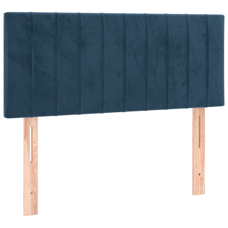Cama box spring con colchón terciopelo azul oscuro 80x200