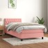 Cama box spring con colchón terciopelo rosa 90x190