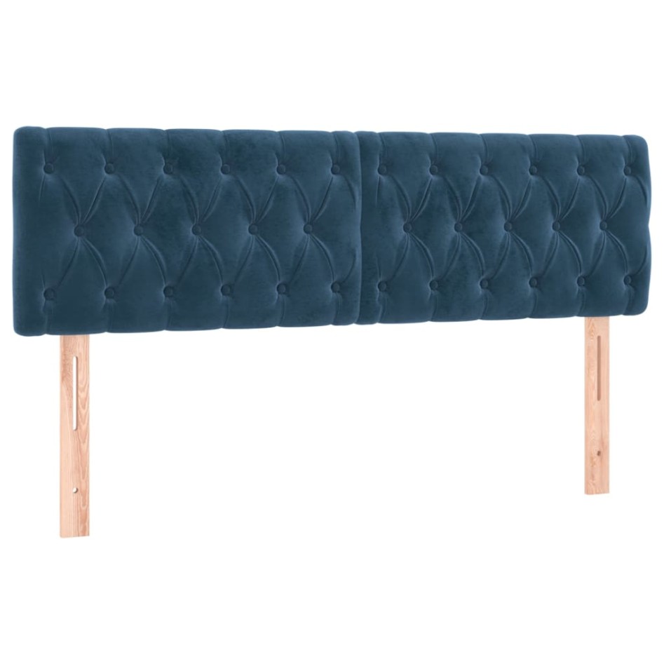 Cama box spring con colchón terciopelo azul oscuro 140x190