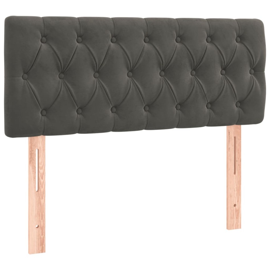 Cama box spring con colchón terciopelo gris oscuro 120x200