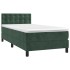 Cama box spring con colchón terciopelo verde oscuro 80x200