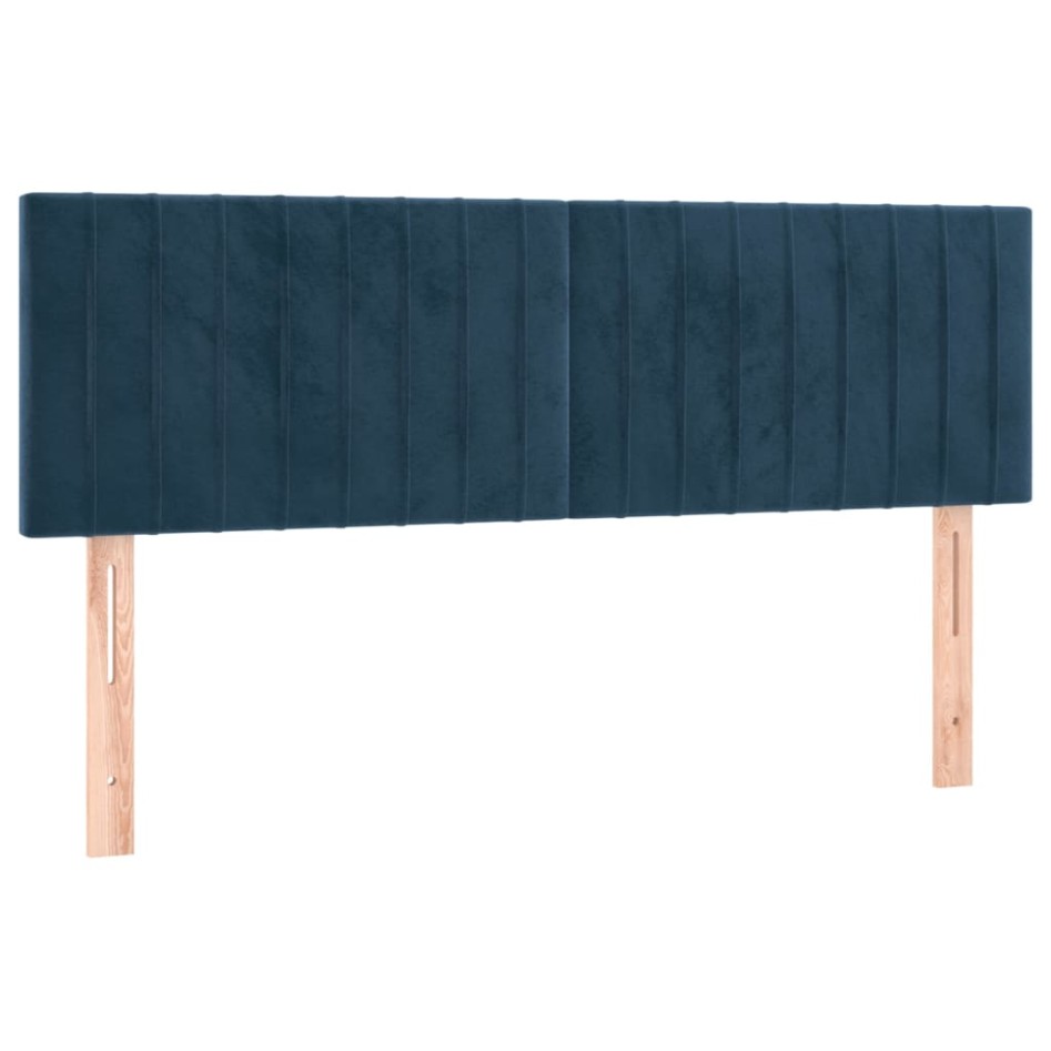 Cama box spring con colchón terciopelo azul oscuro 140x200