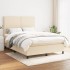 Cama box spring con colchón tela color crema 140x190