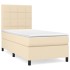 Cama box spring con colchón tela color crema 100x200