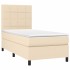 Cama box spring con colchón tela color crema 100x200