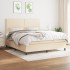 Cama box spring con colchón tela color crema 180x200