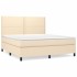 Cama box spring con colchón tela color crema 180x200