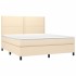 Cama box spring con colchón tela color crema 180x200