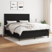 Cama box spring con colchón tela negro 160x200 cm