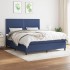 Cama box spring con colchón tela azul 160x200