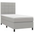 Cama box spring con colchón tela gris claro 90x200