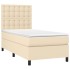 Cama box spring con colchón tela color crema 80x200