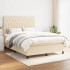 Cama box spring con colchón tela color crema 140x190