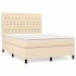 Cama box spring con colchón tela color crema 140x190