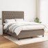 Cama box spring con colchón tela gris taupe 140x200