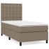 Cama box spring con colchón tela gris taupe 90x190