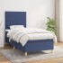 Cama box spring con colchón tela azul 90x200