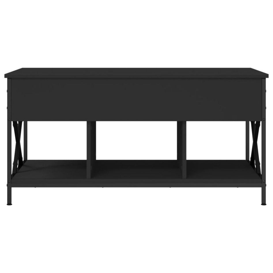 Mesa de centro madera de ingeniería y metal negro 100x55x50
