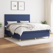 Cama box spring con colchón tela azul 160x200 cm