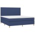 Cama box spring con colchón tela azul 160x200