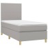 Cama box spring con colchón tela gris claro 100x200