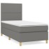 Cama box spring con colchón tela gris oscuro 100x200