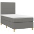 Cama box spring con colchón tela gris oscuro 100x200