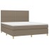 Cama box spring con colchón tela gris taupe 160x200