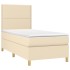 Cama box spring con colchón tela color crema 90x190