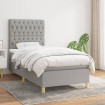 Cama box spring con colchón tela gris claro 90x200 cm