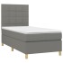 Cama box spring con colchón tela gris oscuro 90x200