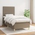 Cama box spring con colchón tela gris taupe 80x200