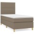 Cama box spring con colchón tela gris taupe 80x200