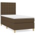 Cama box spring con colchón tela marrón oscuro 100x200