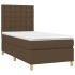 Cama box spring con colchón tela marrón oscuro 100x200
