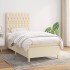Cama box spring con colchón tela color crema 100x200