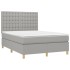 Cama box spring con colchón tela gris claro 140x200
