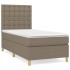 Cama box spring con colchón tela gris taupe 90x200