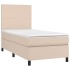 Cama box spring con colchón cuero sintético capuchino