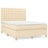 Cama box spring con colchón tela color crema 140x200