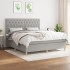 Cama box spring con colchón tela gris claro 160x200