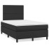 Cama box spring con colchón cuero sintético negro 120x200