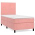 Cama box spring con colchón terciopelo rosa 90x190