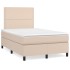 Cama box spring con colchón cuero sintético capuchino