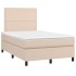 Cama box spring con colchón cuero sintético capuchino
