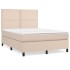 Cama box spring con colchón cuero sintético capuchino