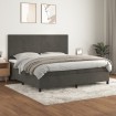 Cama box spring con colchón terciopelo gris oscuro 200x200 cm
