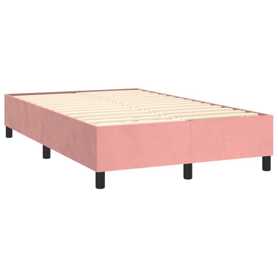 Cama box spring con colchón terciopelo rosa 120x200