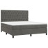Cama box spring con colchón terciopelo gris oscuro 180x200