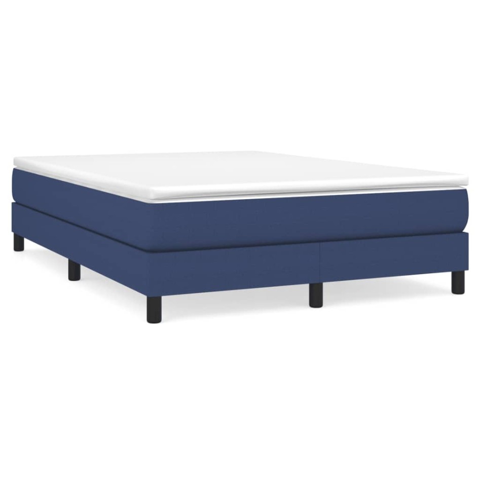 Cama box spring con colchón tela azul 140x190
